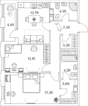 Продается 2-комнатная квартира, 69,4 м² - Фото 1