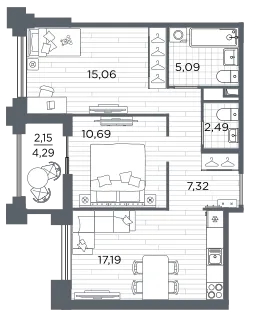 Продается 2-комнатная квартира, 60 м² - Фото 1