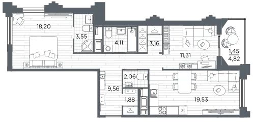 Продается 2-комнатная квартира, 74,8 м² - Фото 1