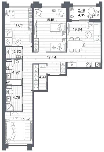 Продается 3-комнатная квартира, 95,6 м² - Фото 1
