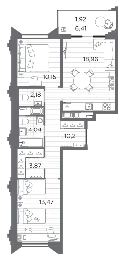 Продается 2-комнатная квартира, 64,8 м² - Фото 1