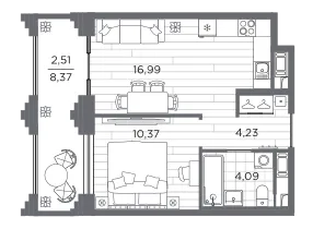 Продается 1-комнатная квартира, 38,2 м² - Фото 1