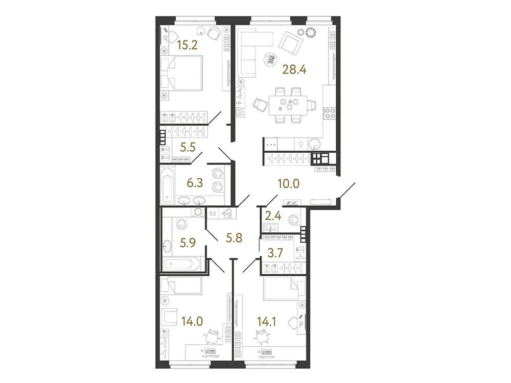 Продается 3-комнатная квартира, 111,3 м² - Фото 1