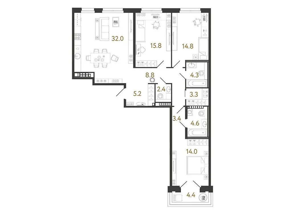 Продается 3-комнатная квартира, 108,6 м² - Фото 1