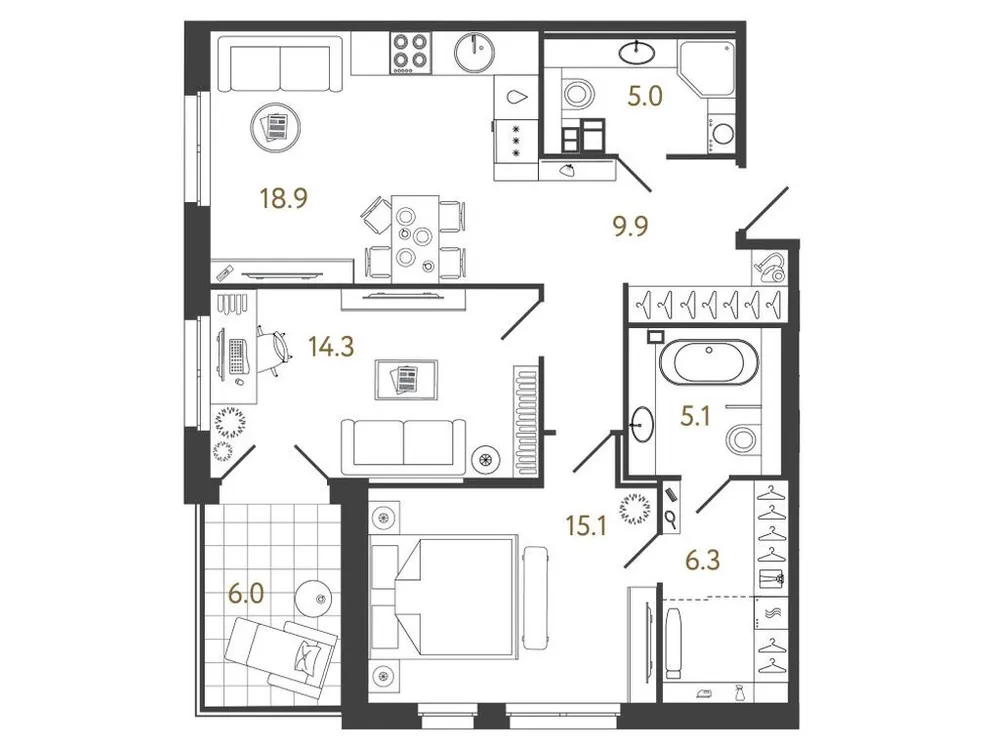 Продается 2-комнатная квартира, 74,6 м² - Фото 1