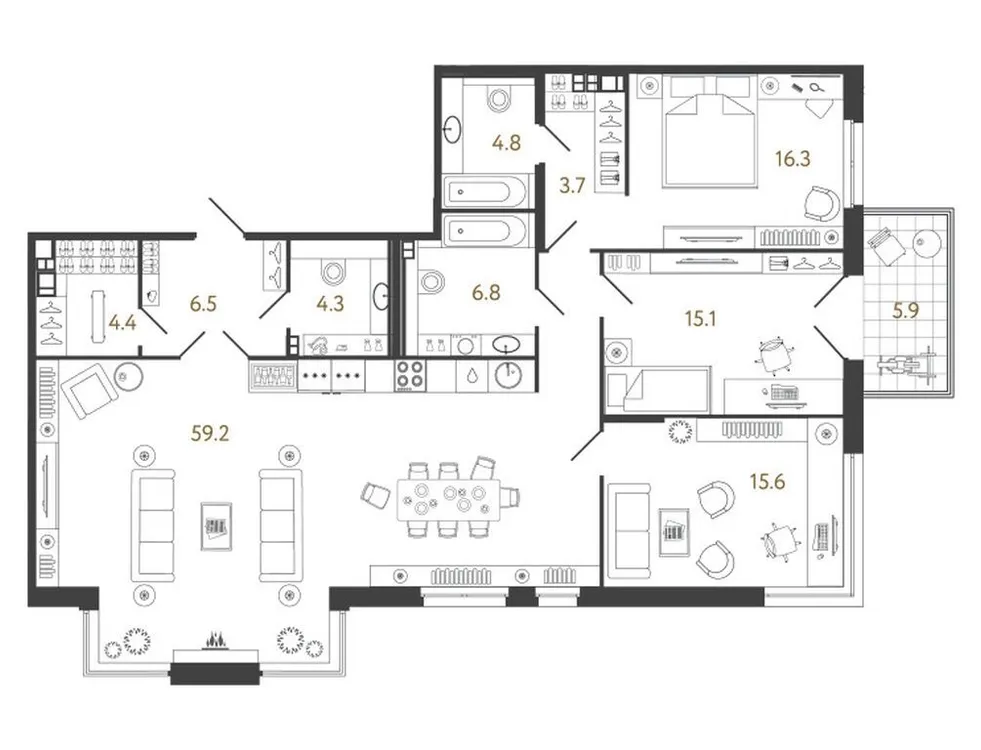 Продается 3-комнатная квартира, 136,7 м² - Фото 1