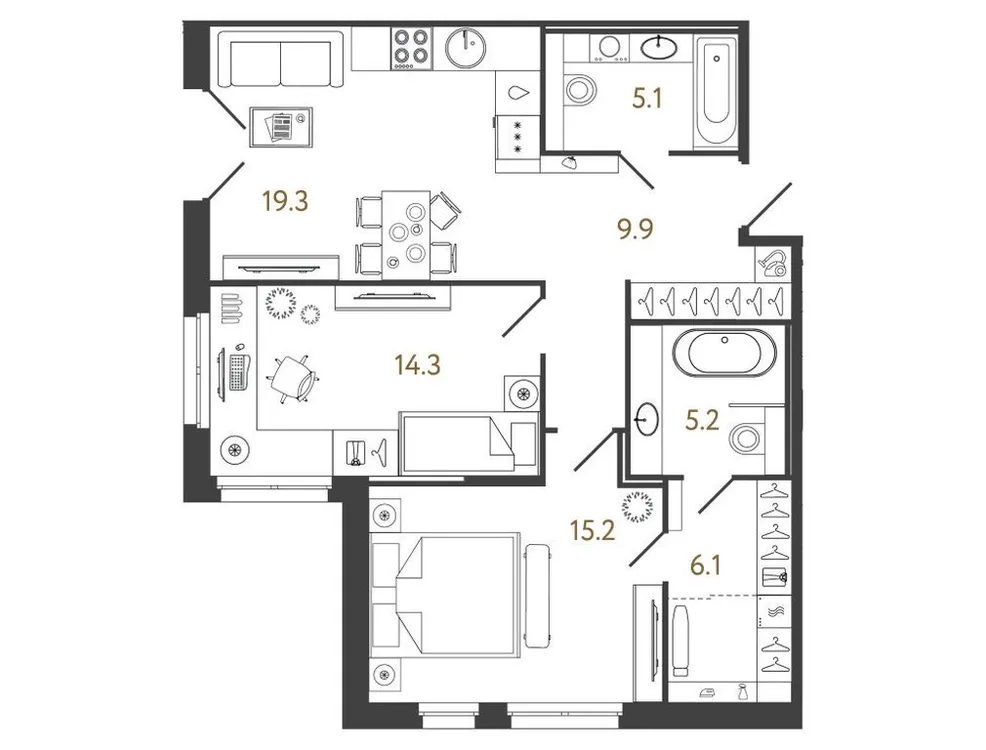 Продается 2-комнатная квартира, 75,1 м² - Фото 1