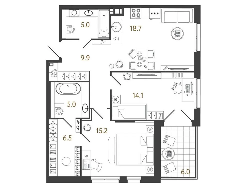 Продается 2-комнатная квартира, 74,4 м² - Фото 1