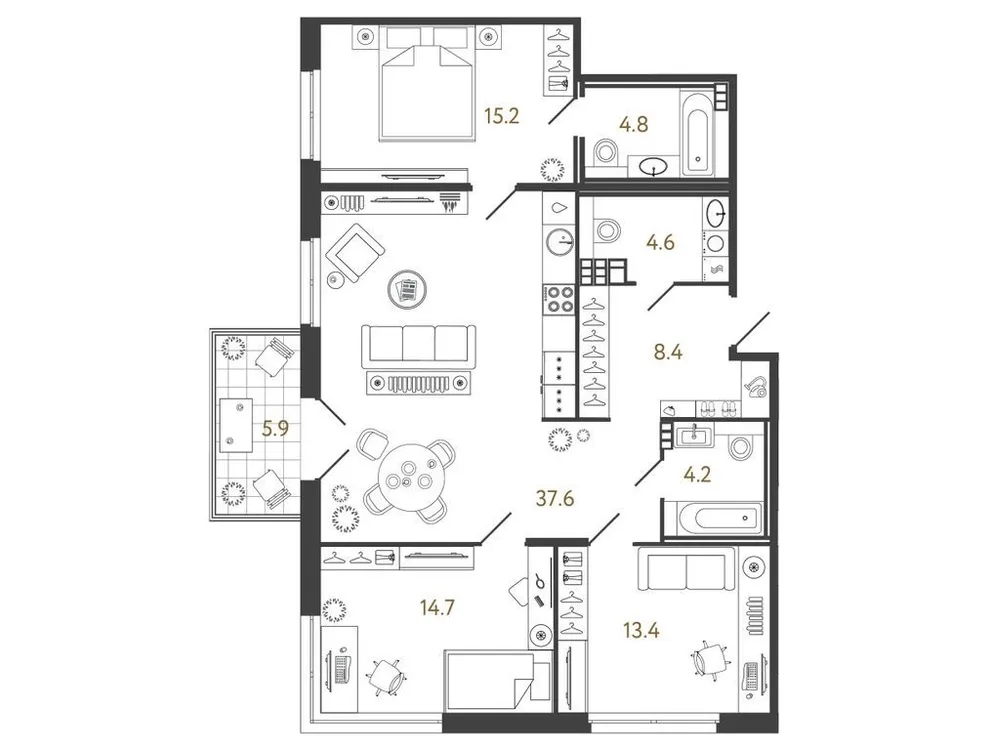 Продается 3-комнатная квартира, 102,9 м² - Фото 1