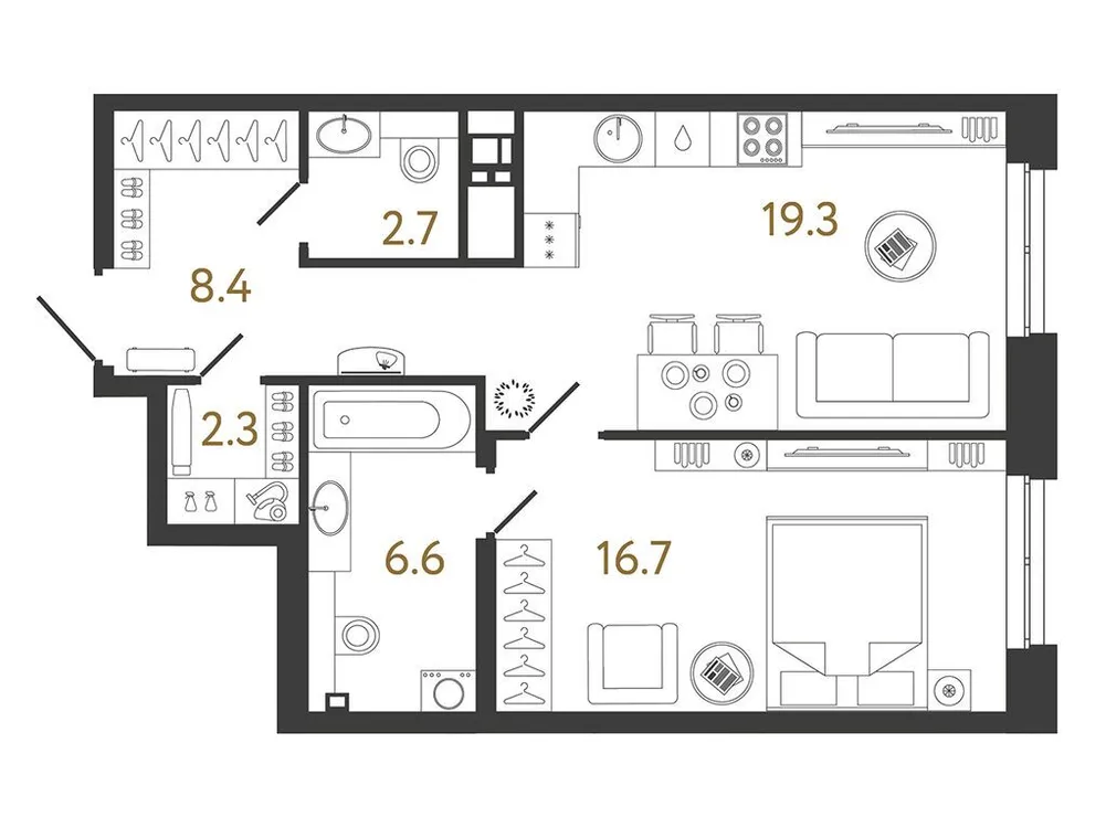 Продается 1-комнатная квартира, 56 м² - Фото 1