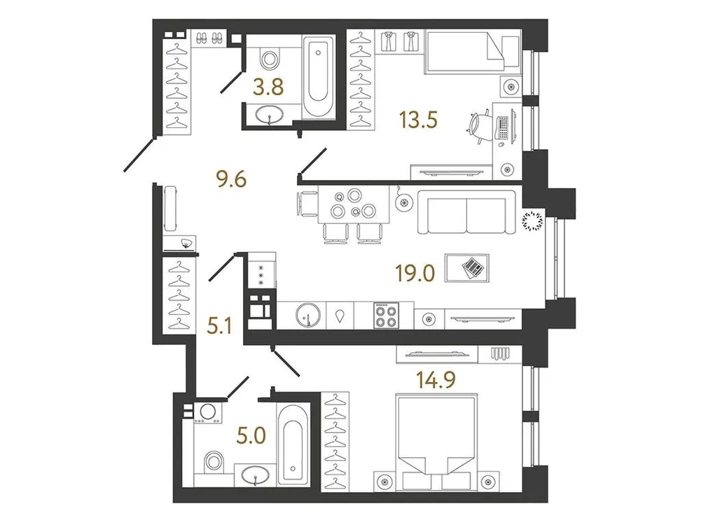 Продается 2-комнатная квартира, 70,9 м² - Фото 1