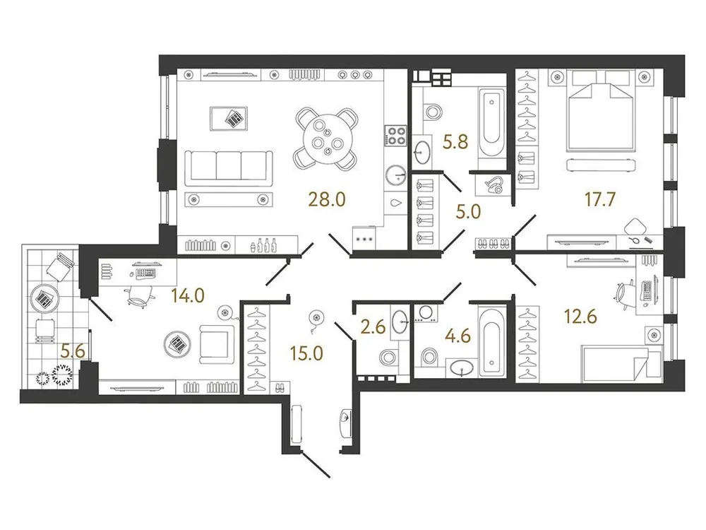 Продается 3-комнатная квартира, 105,3 м² - Фото 1