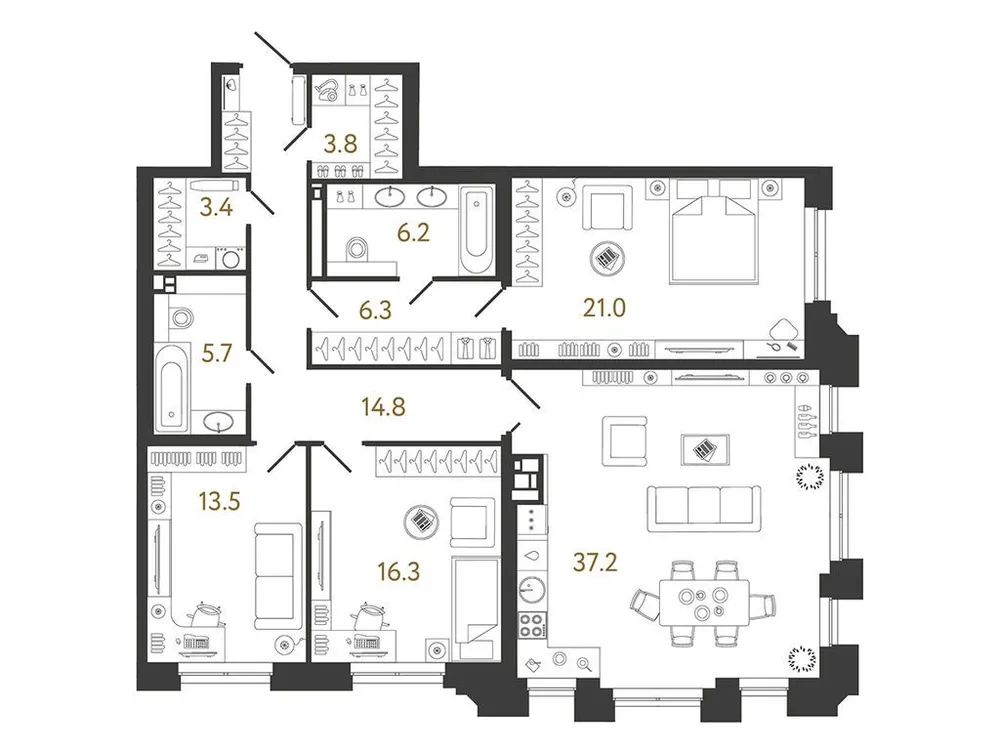 Продается 3-комнатная квартира, 128,2 м² - Фото 1
