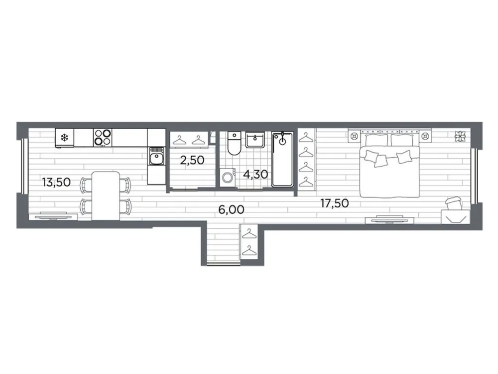 Продается 1-комнатная квартира, 43,8 м² - Фото 1