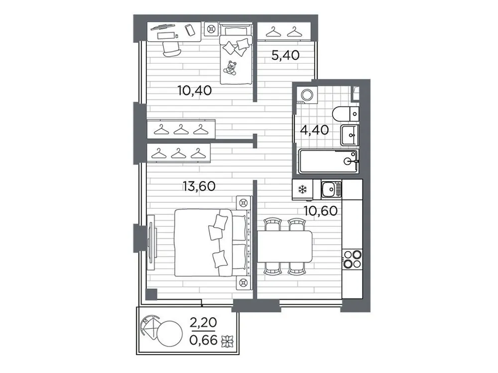 Продается 2-комнатная квартира, 45,1 м² - Фото 1