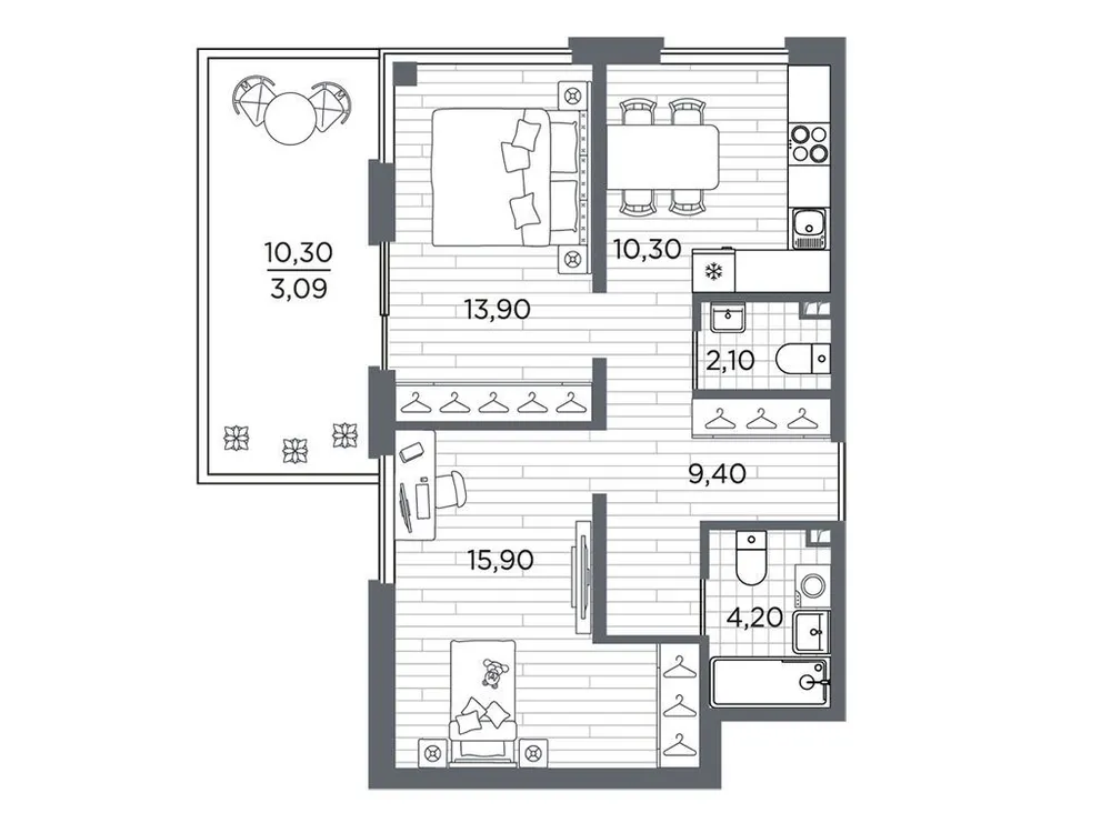 Продается 2-комнатная квартира, 58,9 м² - Фото 1