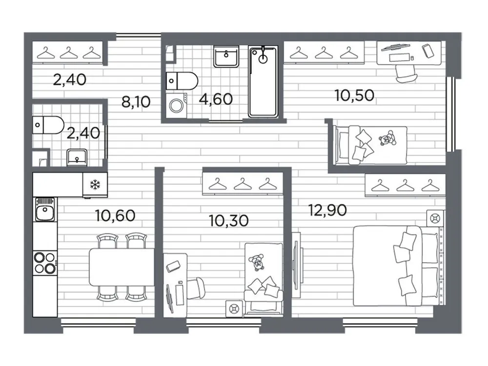 Продается 3-комнатная квартира, 61,8 м² - Фото 1