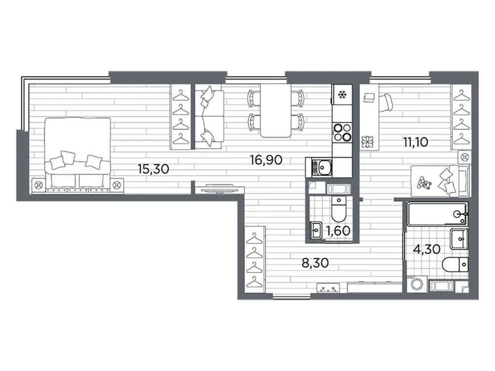 Продается 2-комнатная квартира, 57,5 м² - Фото 1