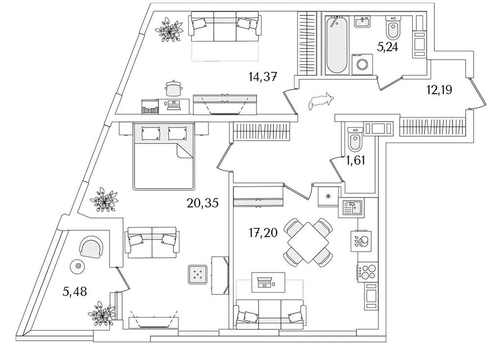 Продается 2-комнатная квартира, 73,3 м² - Фото 1