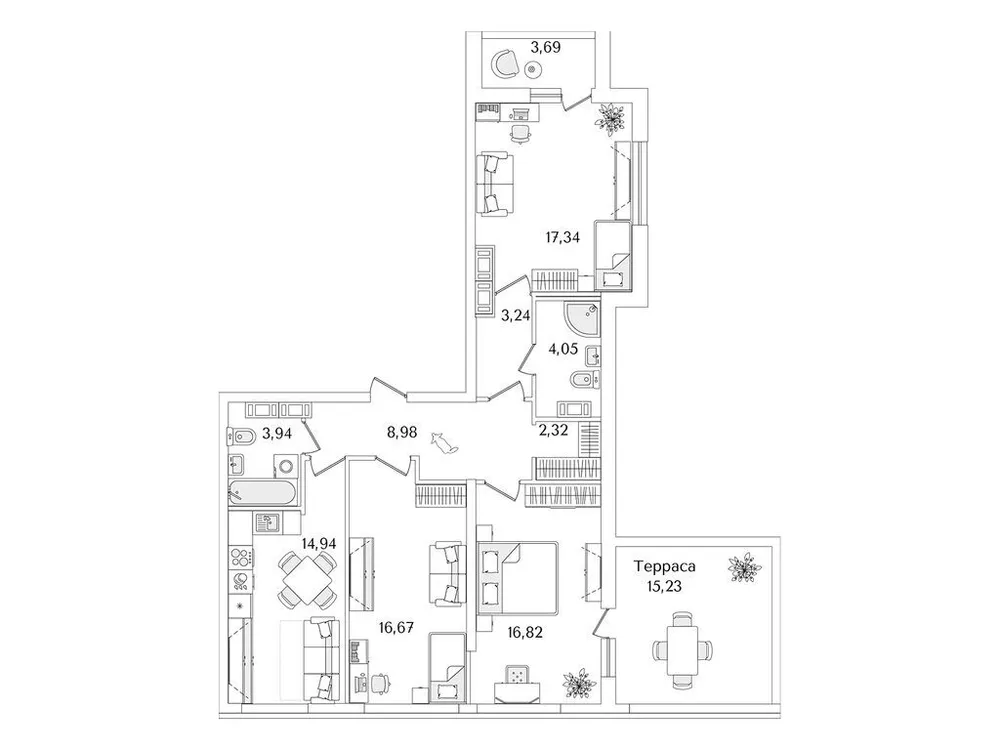 Продается 3-комнатная квартира, 92,8 м² - Фото 1
