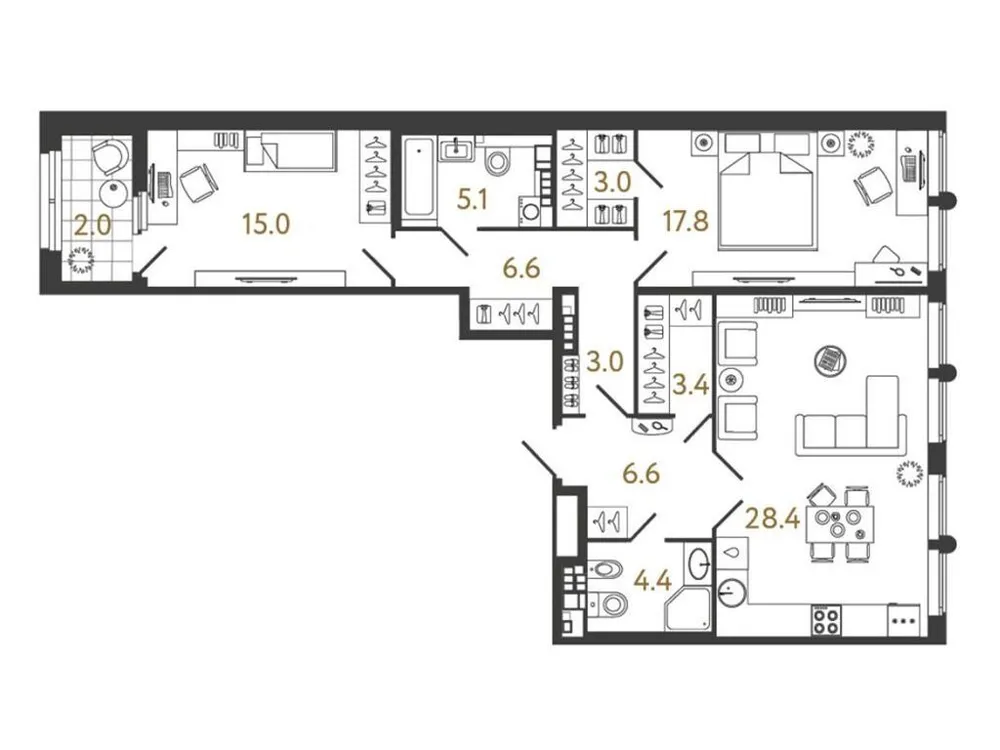 Продается 2-комнатная квартира, 93,1 м² - Фото 1