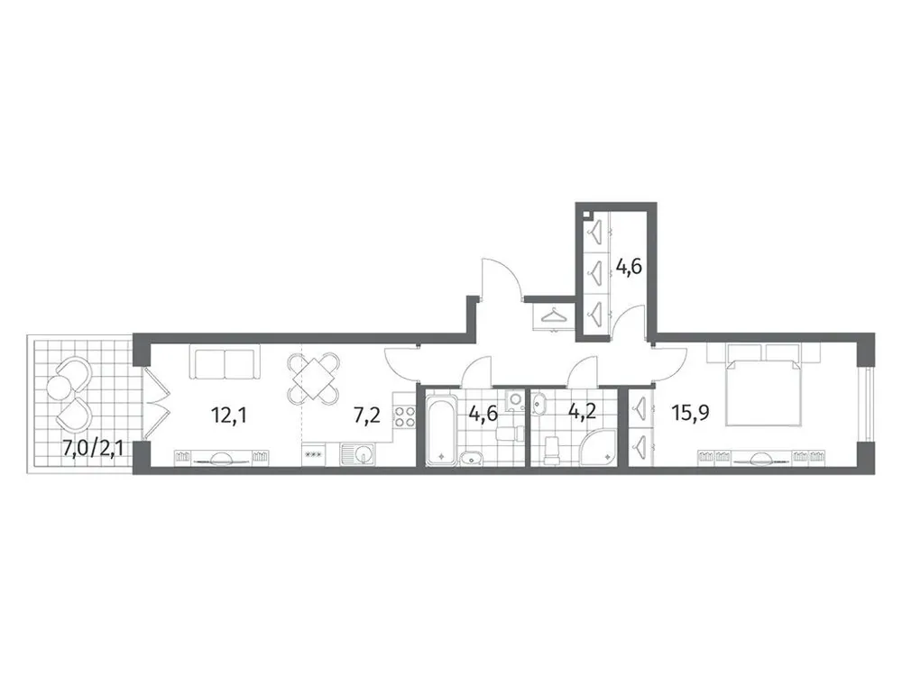 Продается 2-комнатная квартира, 58,7 м² - Фото 1