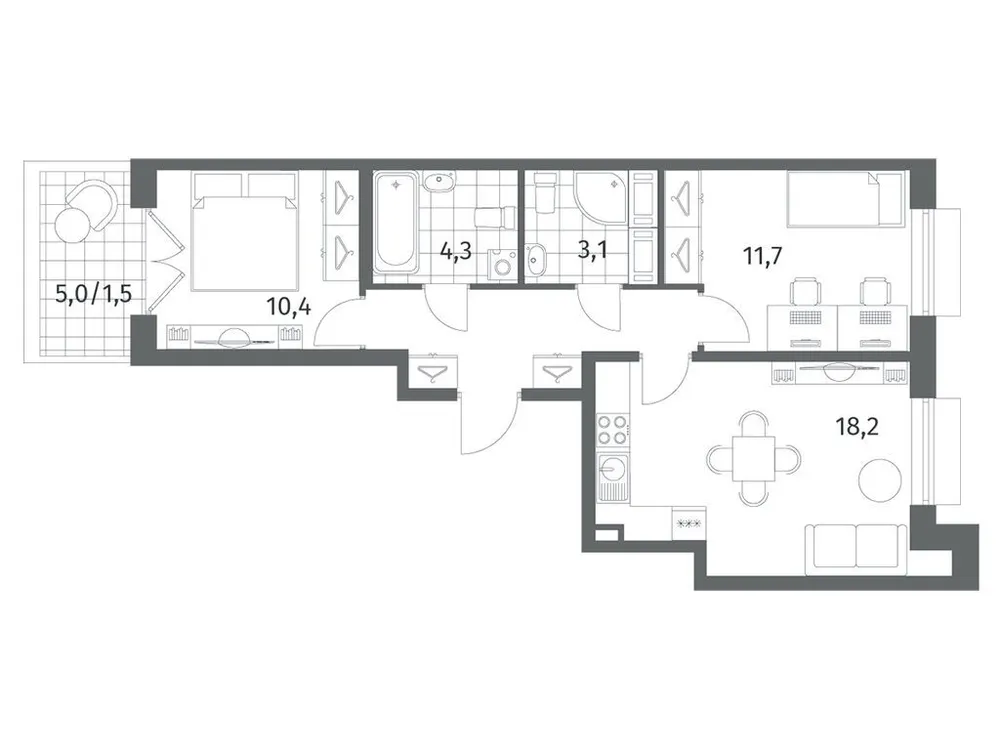 Продается 2-комнатная квартира, 56,6 м² - Фото 1