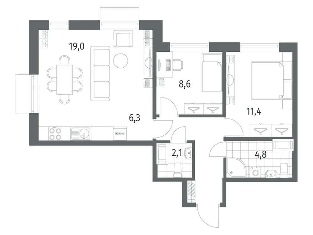 Продается 3-комнатная квартира, 59,6 м² - Фото 1