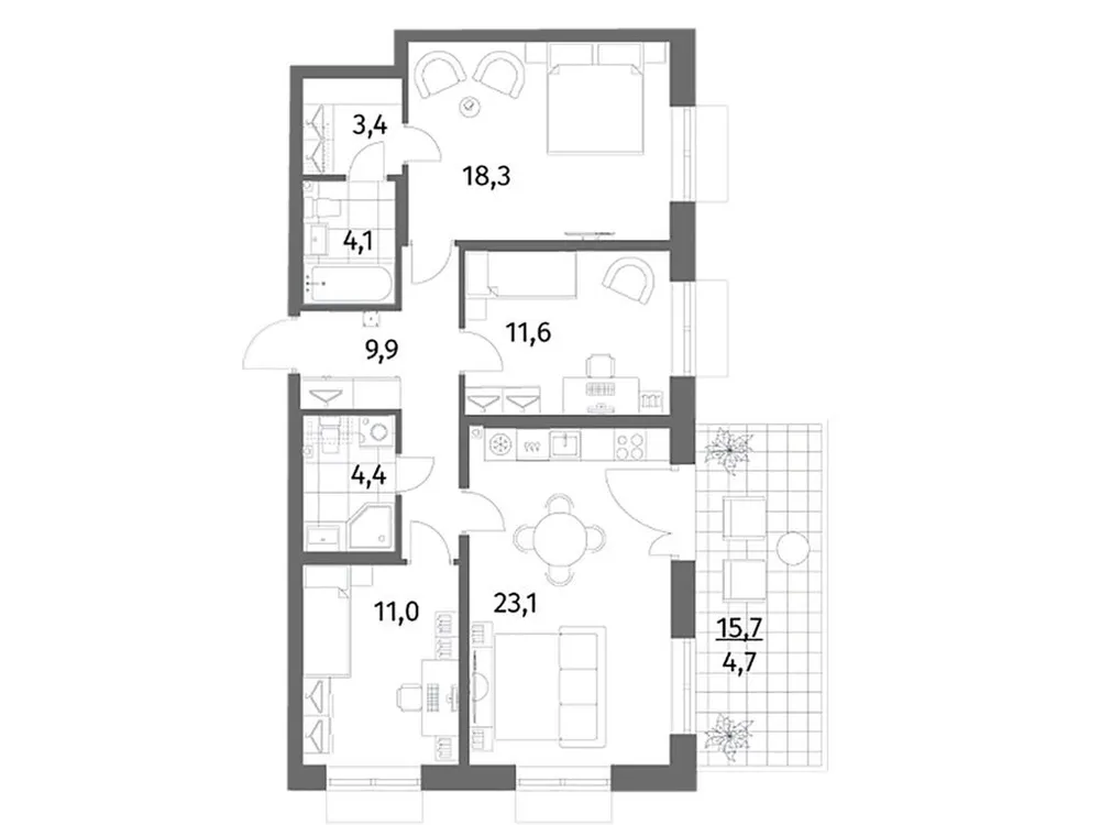Продается 3-комнатная квартира, 90,5 м² - Фото 1