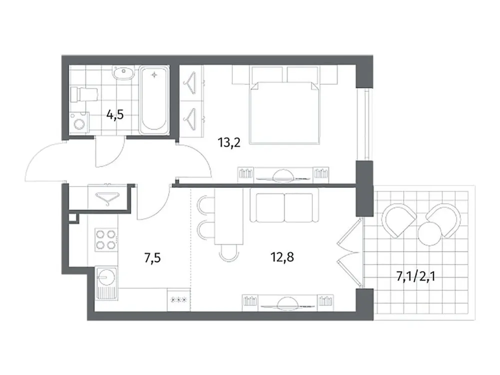 Продается 2-комнатная квартира, 44,1 м² - Фото 1