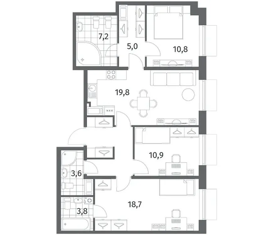 Продается 3-комнатная квартира, 88,5 м² - Фото 1