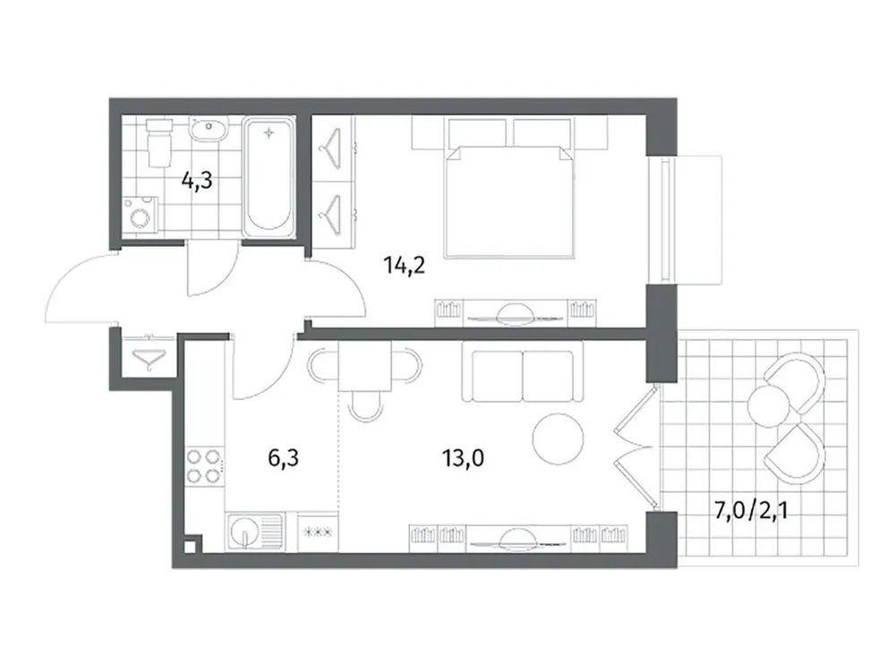 Продается 2-комнатная квартира, 43,5 м² - Фото 1