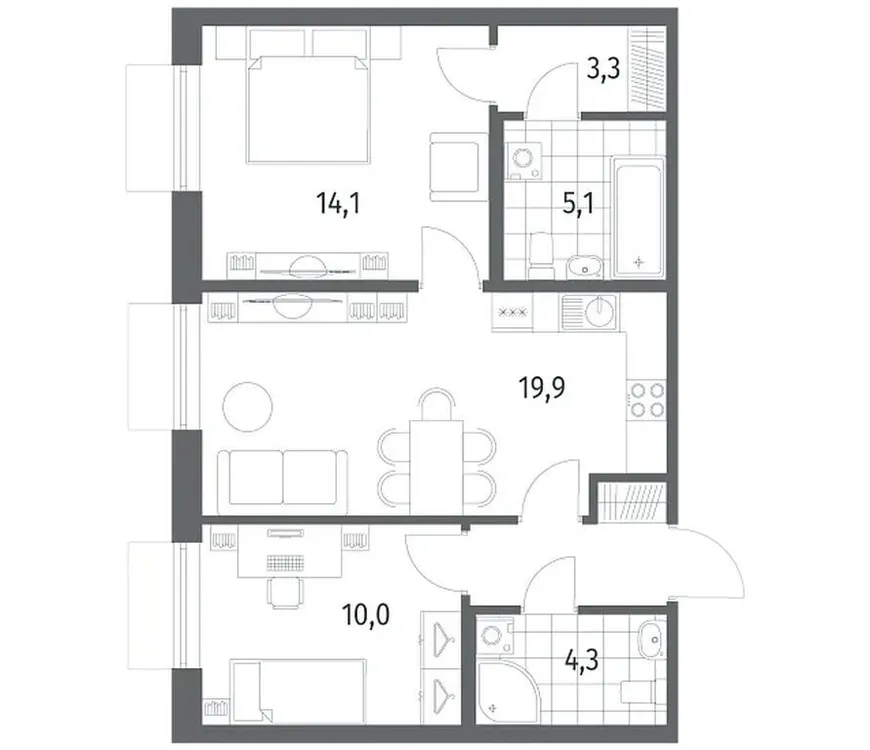 Продается 2-комнатная квартира, 60,4 м² - Фото 1
