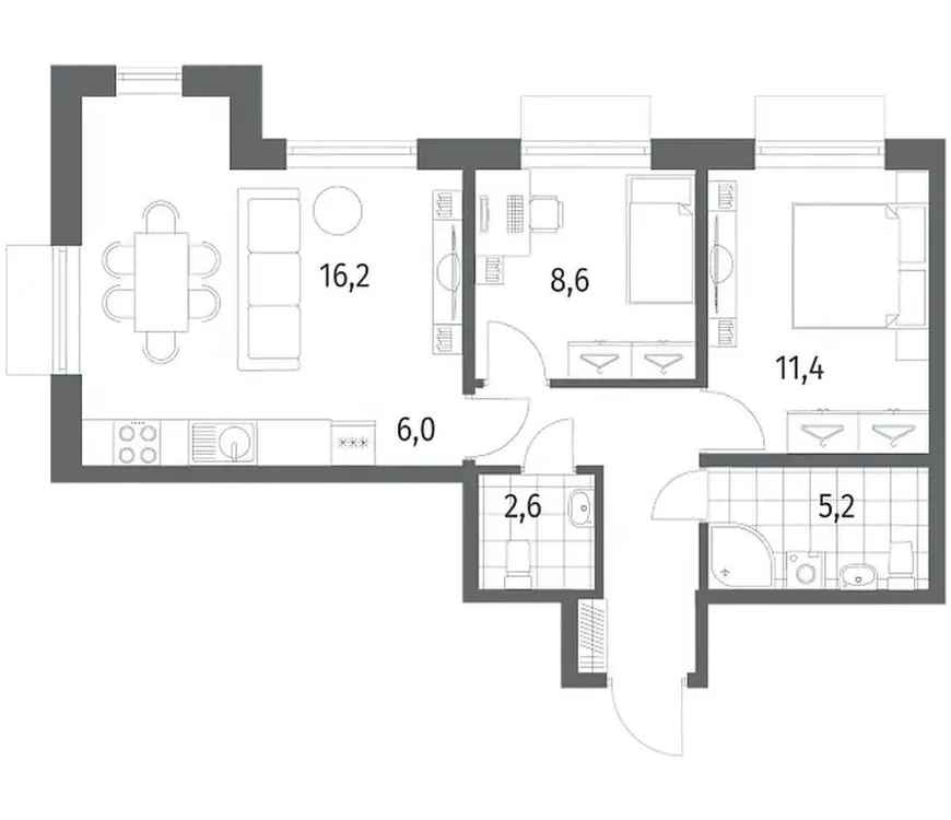 Продается 3-комнатная квартира, 57,4 м² - Фото 1
