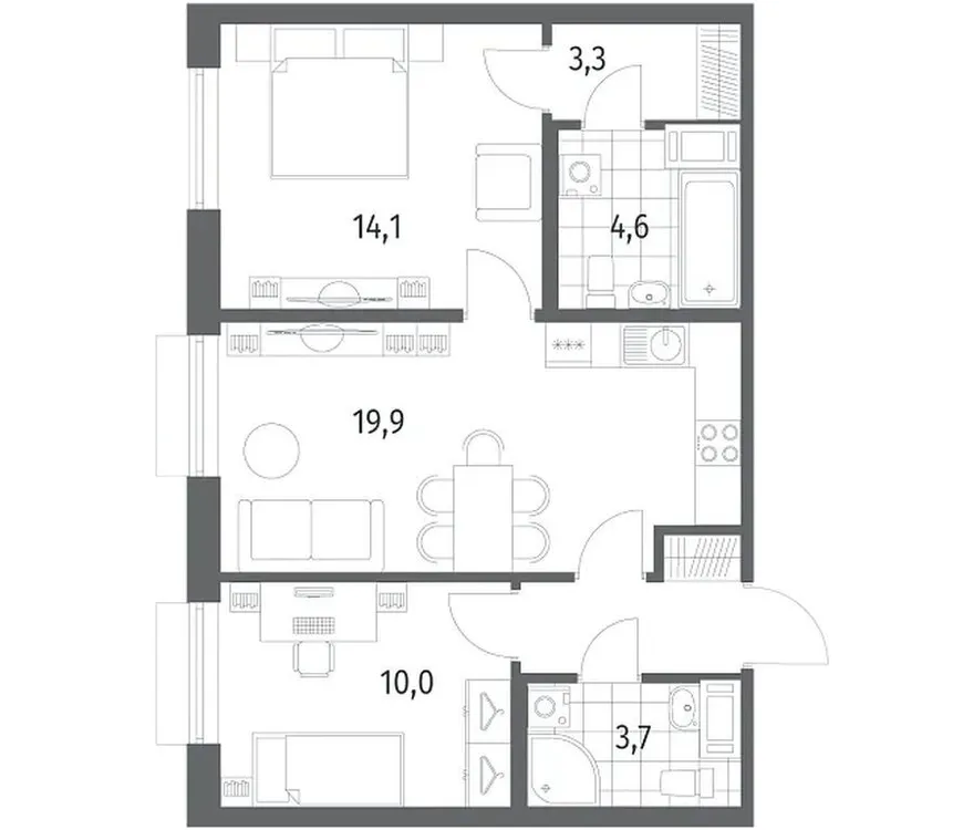 Продается 2-комнатная квартира, 59,3 м² - Фото 1