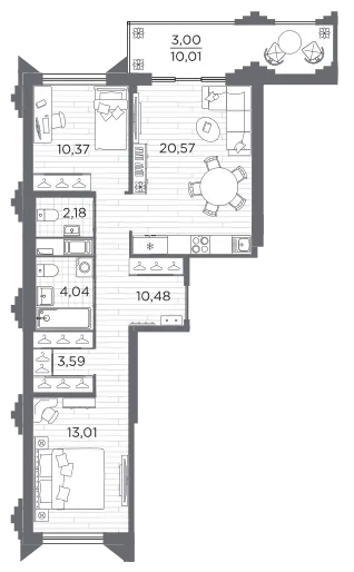 Продается 2-комнатная квартира, 67,2 м² - Фото 1