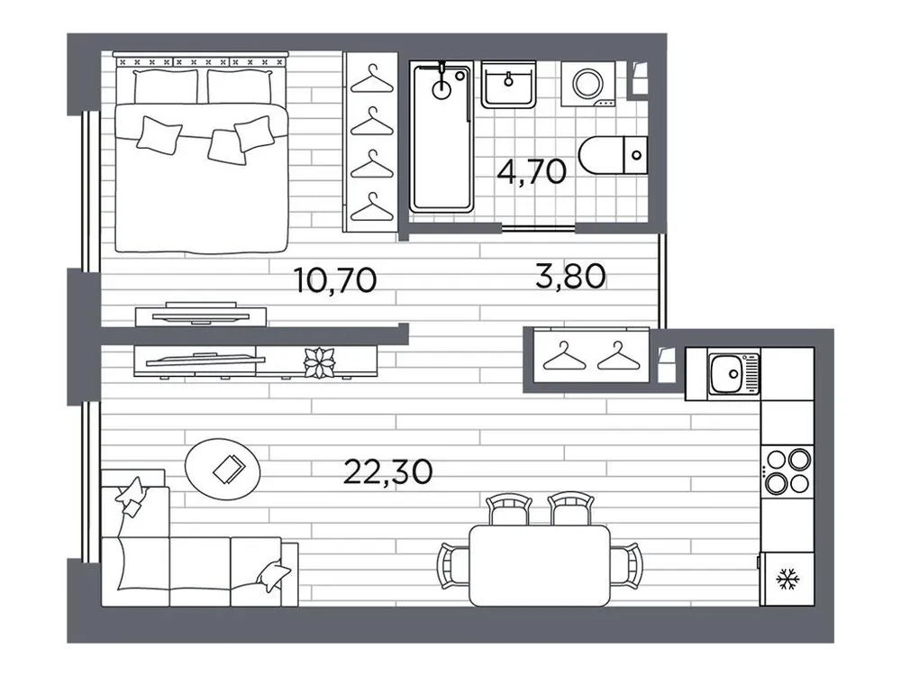 Продается 1-комнатная квартира, 41,5 м² - Фото 1