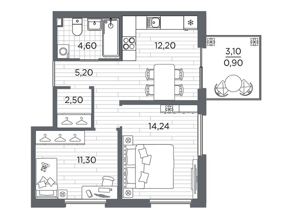 Продается 2-комнатная квартира, 51 м² - Фото 1