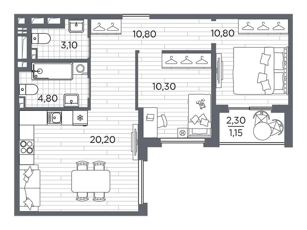 Продается 2-комнатная квартира, 61,2 м² - Фото 1