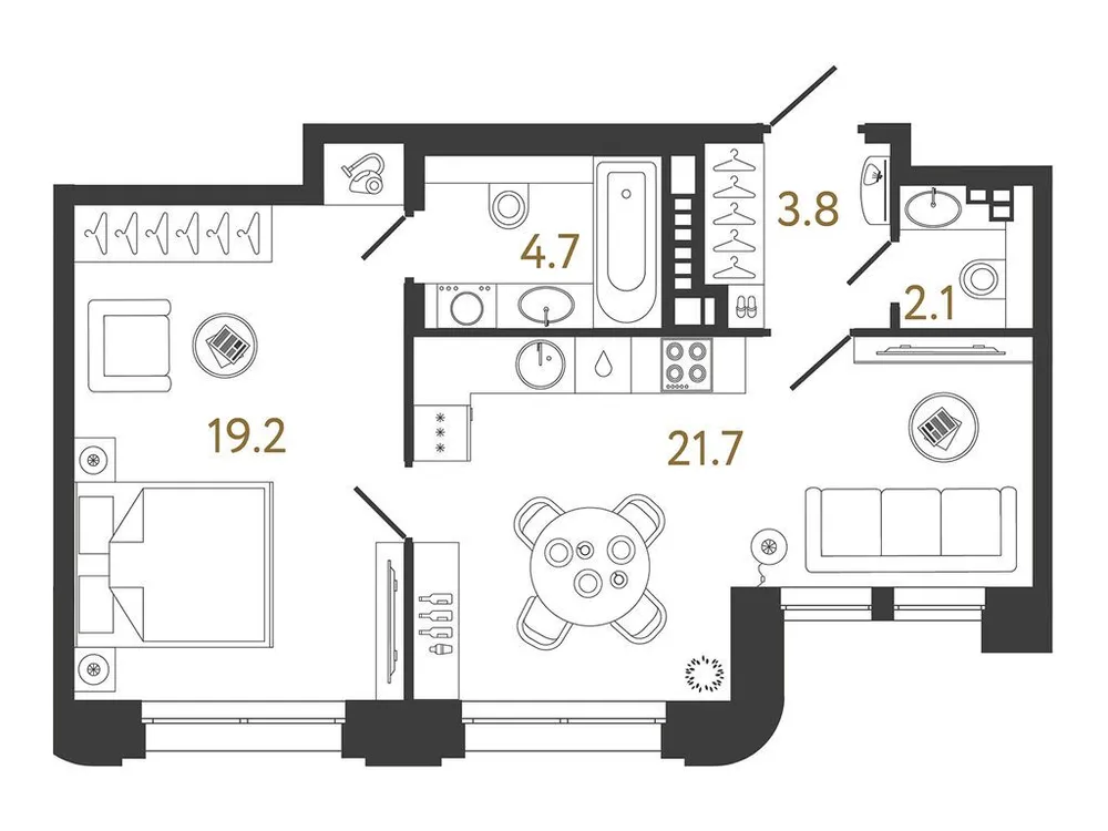 Продается 1-комнатная квартира, 51,5 м² - Фото 1