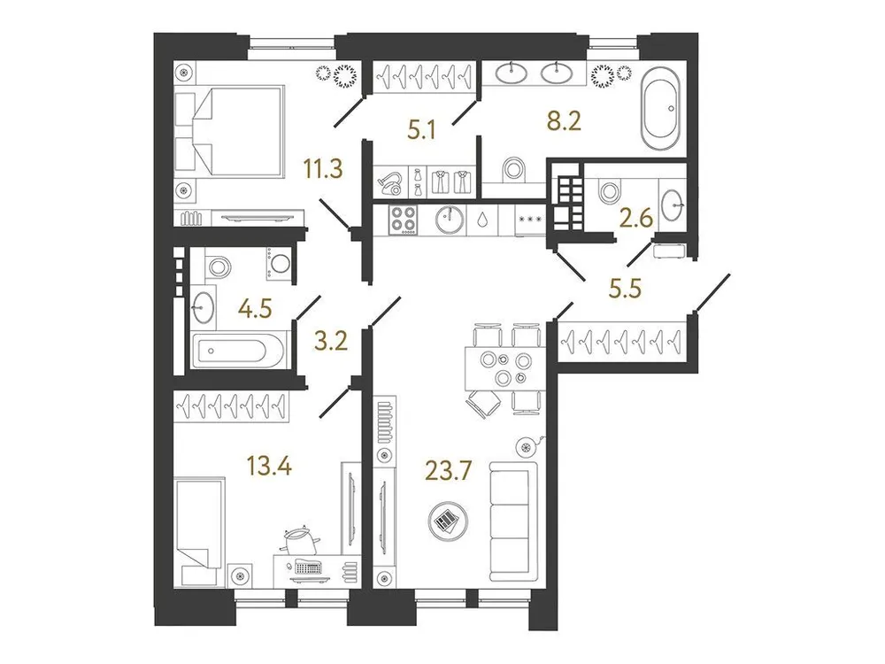 Продается 2-комнатная квартира, 77,5 м² - Фото 1