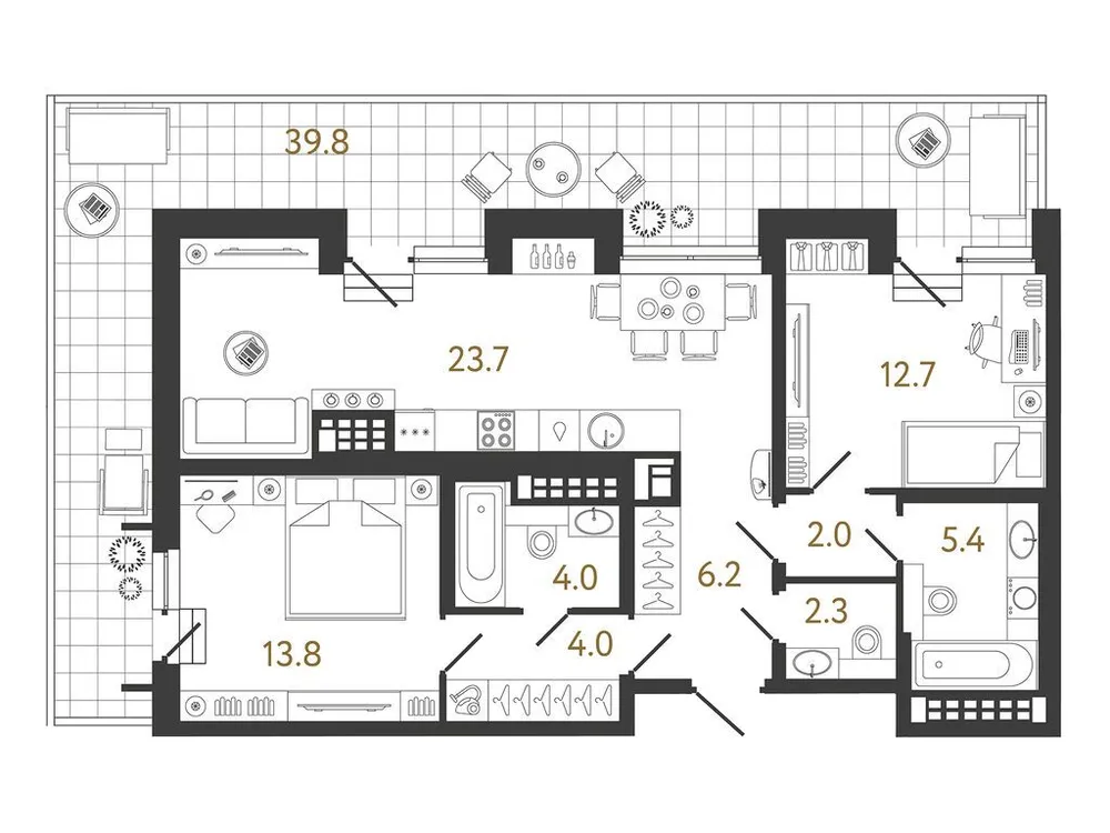 Продается 2-комнатная квартира, 74,1 м² - Фото 1