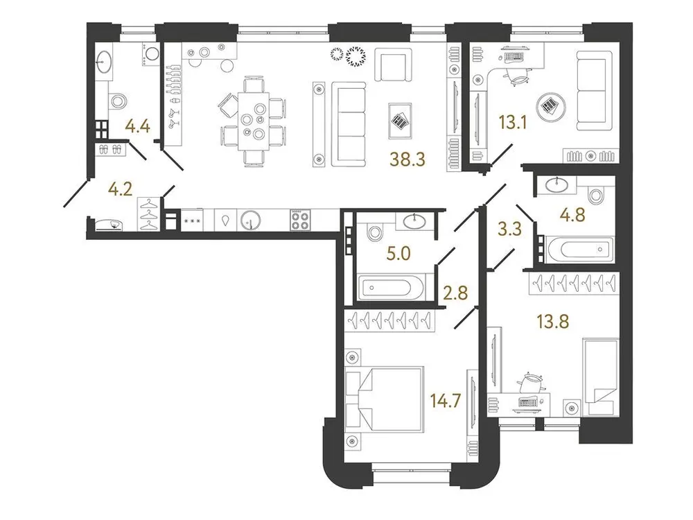 Продается 3-комнатная квартира, 104,4 м² - Фото 1