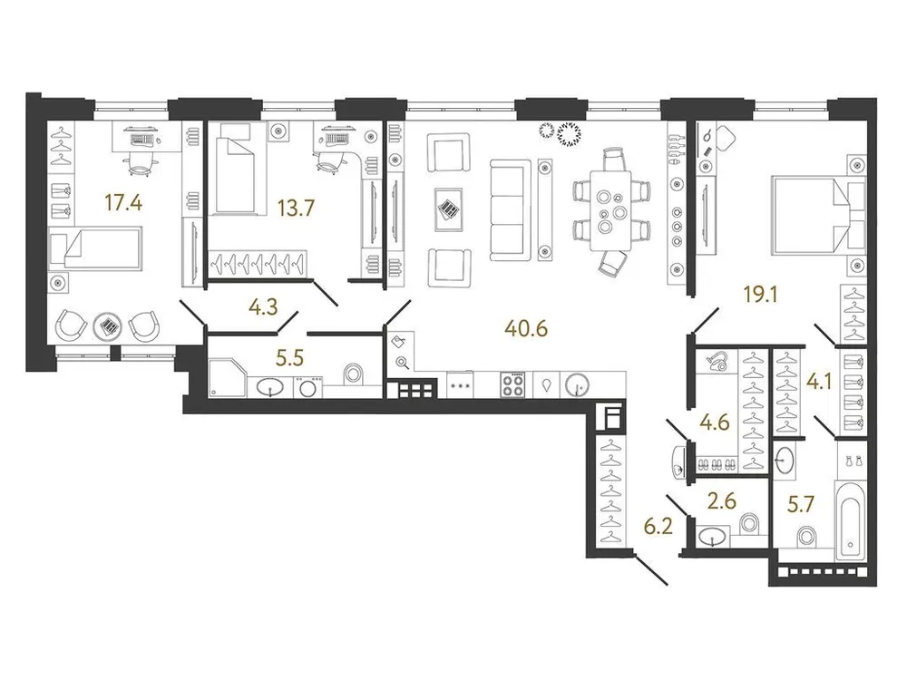 Продается 3-комнатная квартира, 123,8 м² - Фото 1