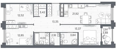 Продается 3-комнатная квартира, 89,4 м² - Фото 1