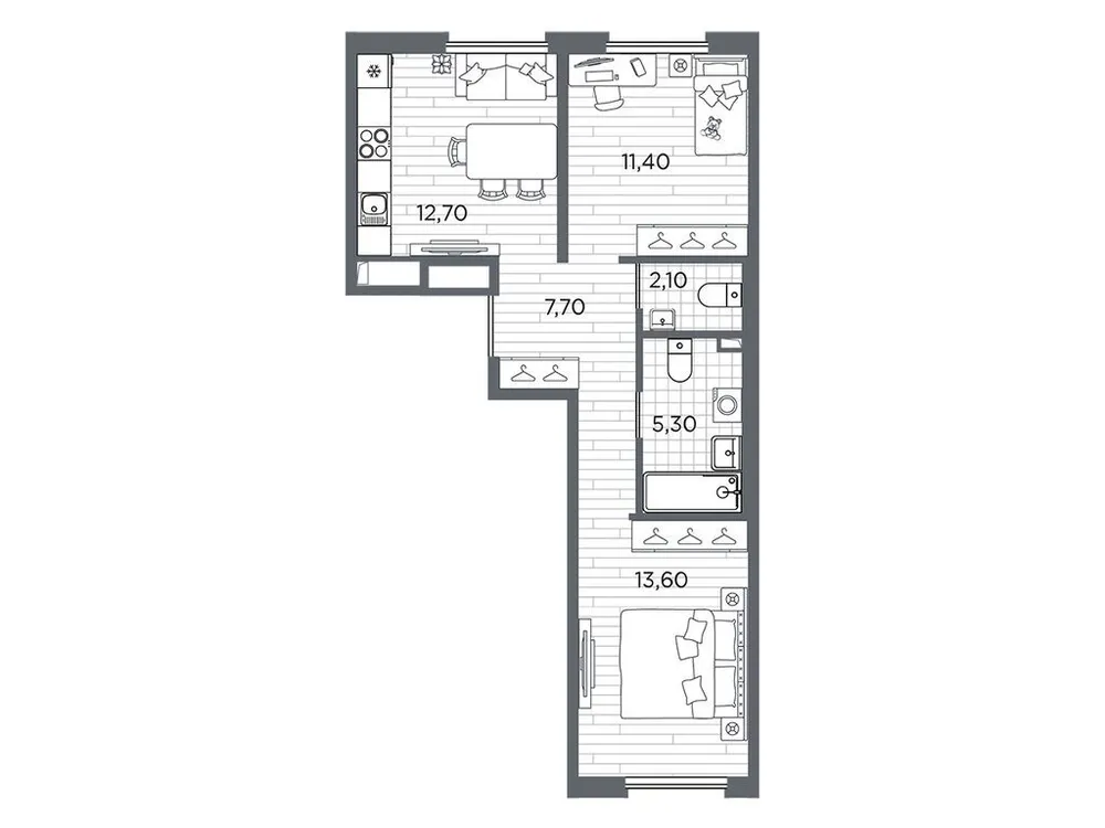 Продается 2-комнатная квартира, 52,8 м² - Фото 1