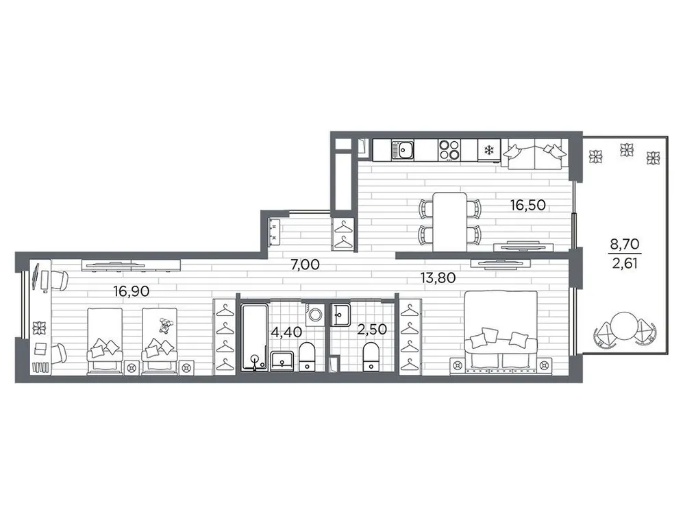 Продается 2-комнатная квартира, 63,7 м² - Фото 1