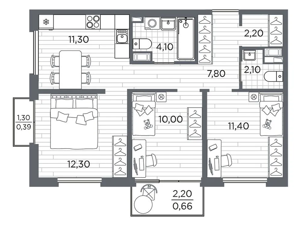 Продается 3-комнатная квартира, 62,3 м² - Фото 1