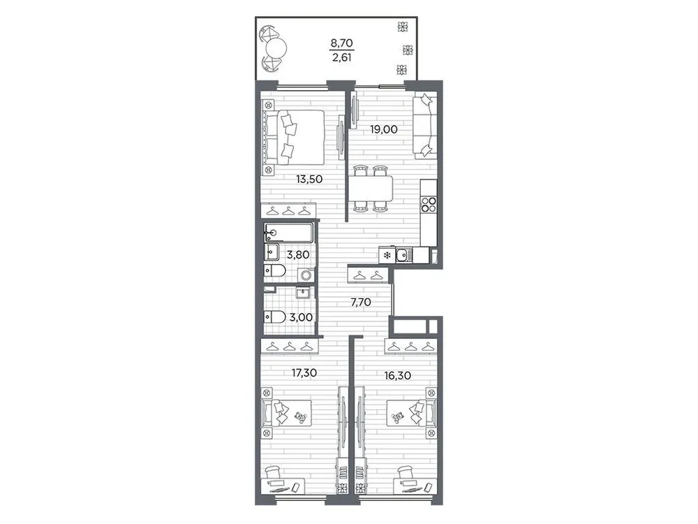 Продается 3-комнатная квартира, 83,2 м² - Фото 1