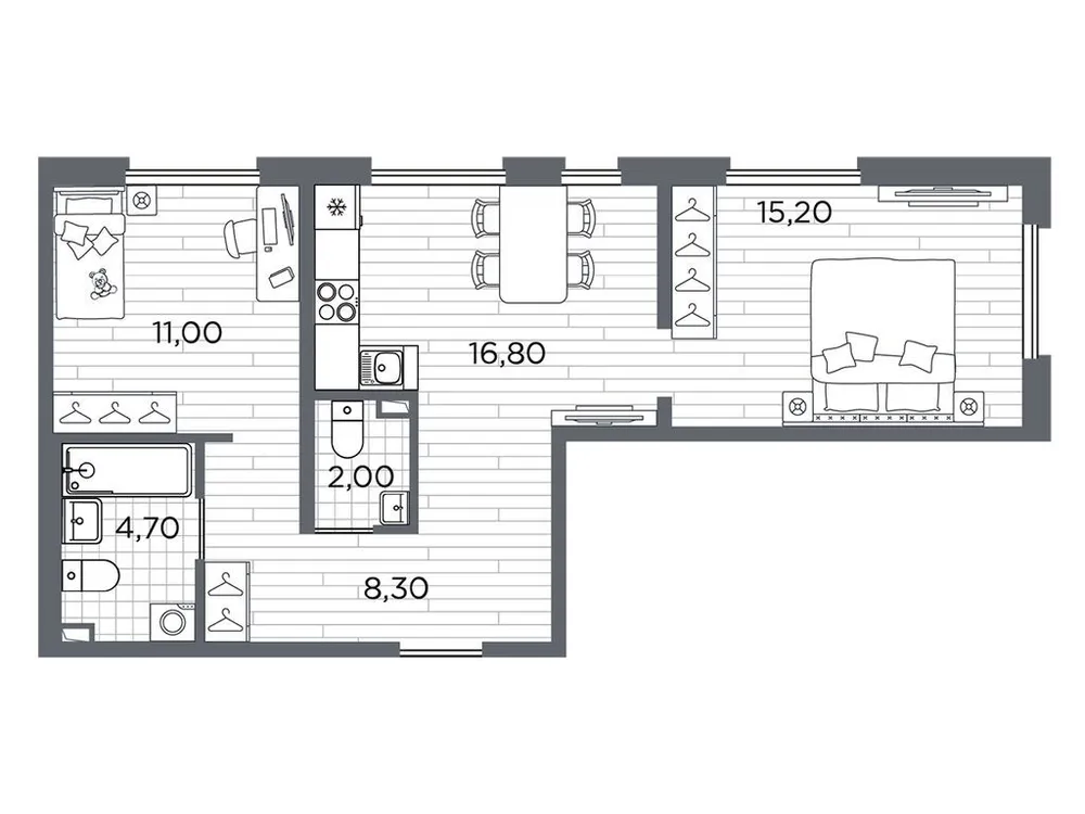 Продается 2-комнатная квартира, 59 м² - Фото 1
